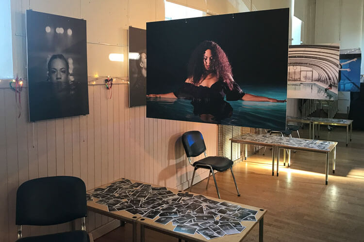 Exhibition tables at Paul Groom's photography exhibition