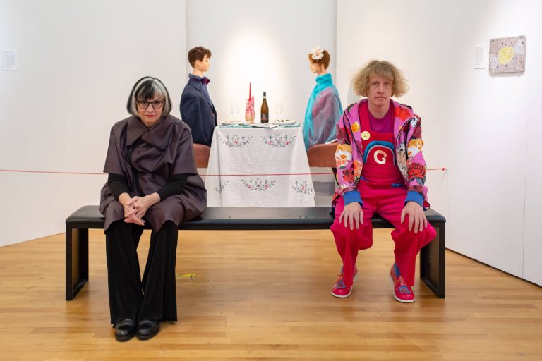 Grayson Perry and Philippa at the Bristol Museum exhibition of Grayson's Art Club