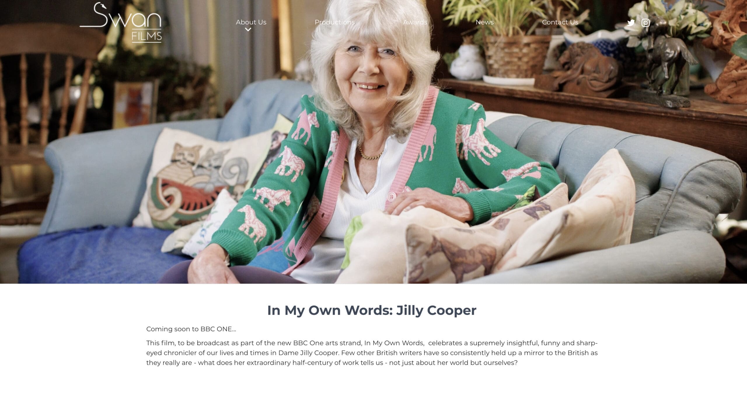 Jilly Cooper photo session for BBC / Swan Films